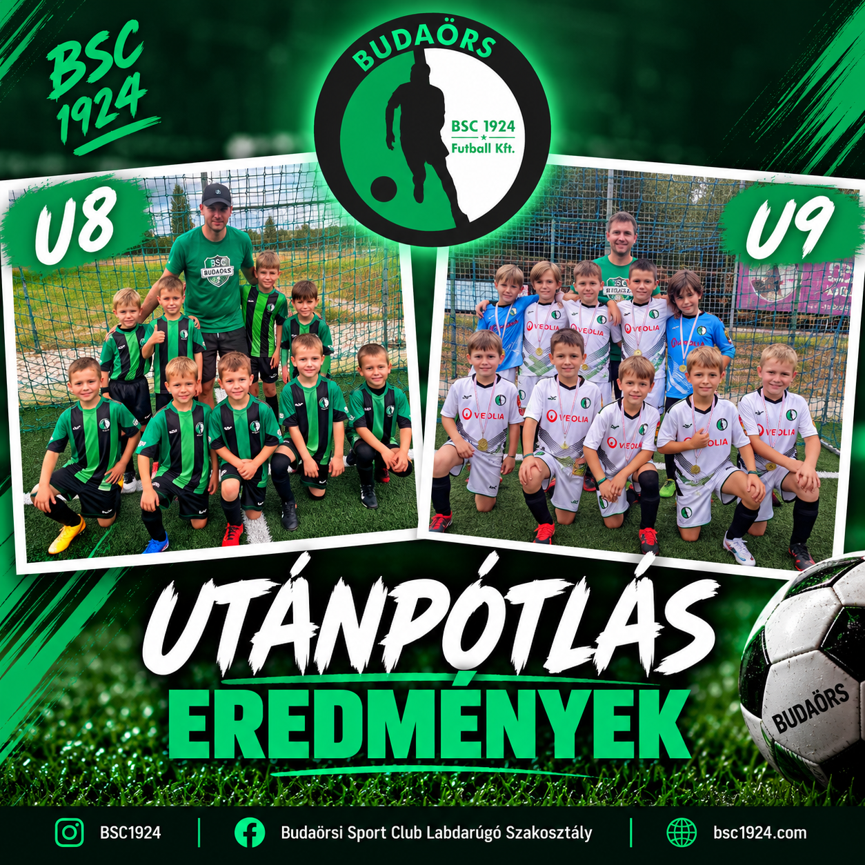 Utánpótlás: tornaszereplések és bajnoki mérkőzések az U8–U13-as korosztályoknál